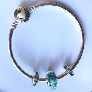 Authentic Pandora Loved Bracelet with 3 Charms EUC